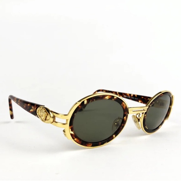 VINTAGE Gianni Versace Gold Frame Sunglasses with Brown Prescription Lenses - Picture 7 of 16